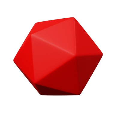 3d Icosahedron Kırmızı rengi, 3d geometri şekil ögesinin soyut gerçekçi canlandırması