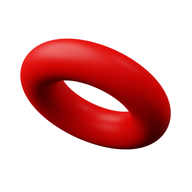 3d Torus veya Halka Kırmızı rengi, 3d geometri şekil ögesinin soyut gerçekçi canlandırması