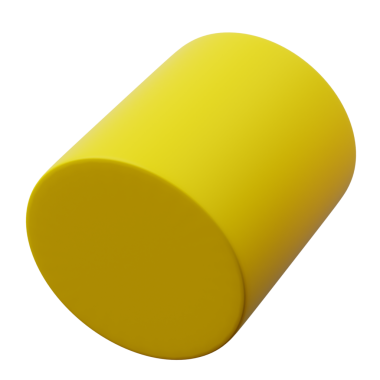 3d Silindir ya da Tüpün Sarı Rengi, 3d geometri şekil ögesinin soyut gerçekçi canlandırması