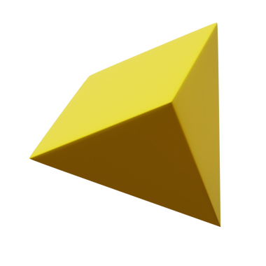 3d 4 Taraflı Piramit Sarı Rengi, 3 boyutlu geometri şekil ögesinin soyut gerçekçi canlandırması