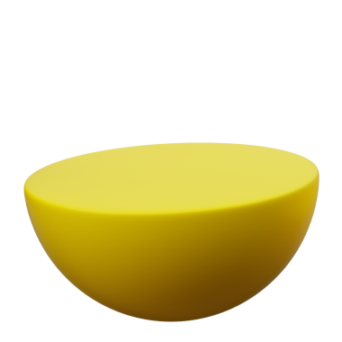 3d Yarım Küre ya da Yarım Top Sarı Renk, 3 boyutlu geometri şekil ögesinin soyut gerçekçi canlandırması