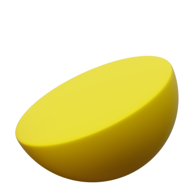 3d Yarım Küre ya da Yarım Top Sarı Renk, 3 boyutlu geometri şekil ögesinin soyut gerçekçi canlandırması