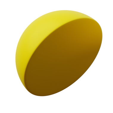 3d Yarım Küre ya da Yarım Top Sarı Renk, 3 boyutlu geometri şekil ögesinin soyut gerçekçi canlandırması