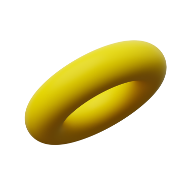 3d Torus veya Halka Sarı Rengi, 3d geometri şekil ögesinin soyut gerçekçi canlandırması