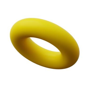 3d Torus veya Halka Sarı Rengi, 3d geometri şekil ögesinin soyut gerçekçi canlandırması