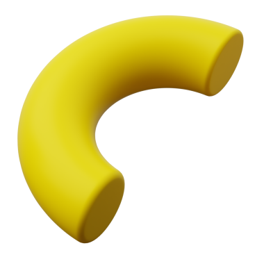 3d Yarı Torus veya Yarı Halka Sarı renk, 3 boyutlu geometri şekil ögesinin soyut gerçekçi canlandırması