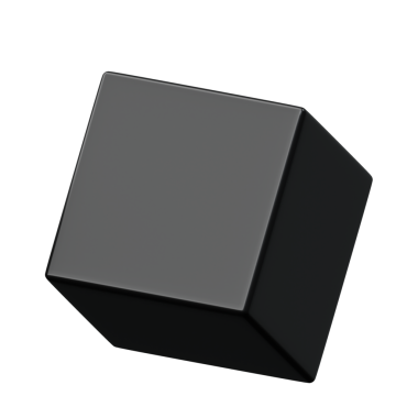 3d Küp Parlak Siyah Metalik Renk, 3d geometri şekil ögesinin soyut gerçekçi canlandırması