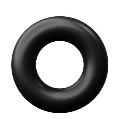 3d Torus veya Halka Parlak Siyah Metalik renk, 3d geometri şekil ögesinin soyut gerçekçi canlandırması