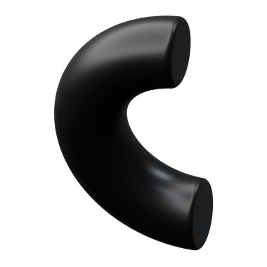 3d Yarı Torus ya da Yarım Halka Parlak Siyah Metalik renk, 3d geometri şekil nesnesinin soyut gerçekçi canlandırması