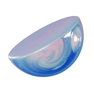 3d Geometri biçimi Yarım Küre veya Yarım Toplu Yanardöner Soyut Metalik Renk, gerçekçi biçimlendirme element tasarımı