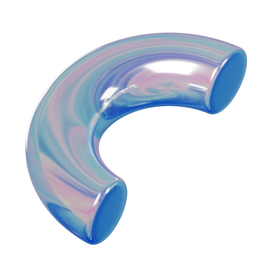 3d Geometri biçimi Yarım Torus veya Yarım Halka Yanardöner Soyut Metalik Renk, gerçekçi biçimlendirme element tasarımı