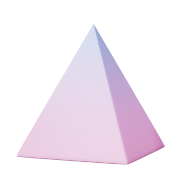 3d 4. Kenar Piramit pembe Gradyan rengi, 3d geometri şekil nesnesinin gerçekçi yansıması