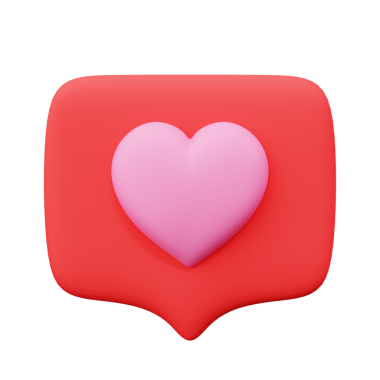 3D Heart metin kutusu, kalp ikonu, sosyal medya bildirimi, Sevgililer Günü konsepti tema tasarımı