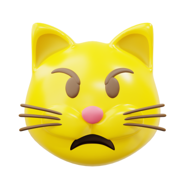 3D Duygusal Kedi Kızgın Yüzlü Sarı Top Duygu Simgesi veya Gülen Yüz