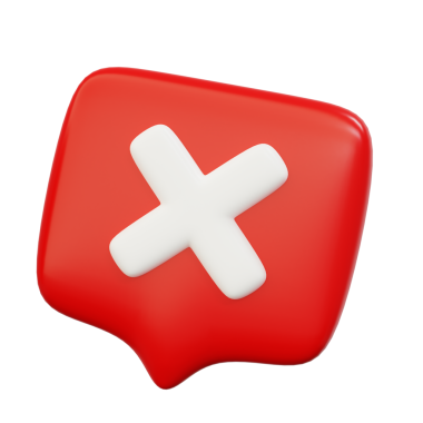 3d çapraz işareti ya da x düğmesi sembolü konsepti, reddedildi, ya da kırmızı renkli sembol yok