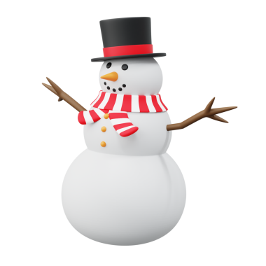 3D Kardan Adam ve Xmas şapkası. Noel Baba şapkası takan kardan adamın resmi Noel dekorasyon teması