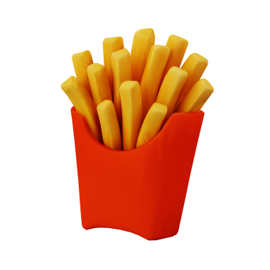 3d Şekillendirilmiş Fransız Kızartmaları Yemek kavramı çizimleri