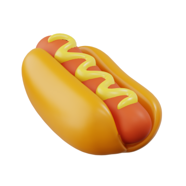 3D Stilize Hotdog Yemek Konsepti Çizim fikirleri
