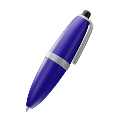 Eğitim ve öğrenim için 3 boyutlu tükenmez kalem ya da tükenmez kalem simgesi. Ofis malzemeleri, okul, üniversite veya üniversite tasarım unsuru