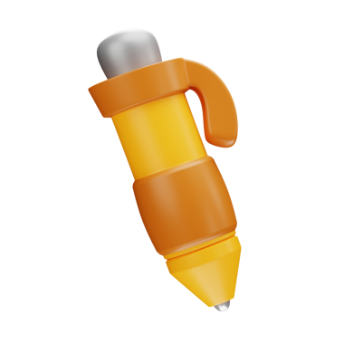 Eğitim ve öğrenim için 3 boyutlu tükenmez kalem ya da tükenmez kalem simgesi. Ofis malzemeleri, okul, üniversite veya üniversite tasarım unsuru