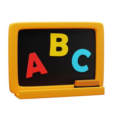 Eğitim ve öğrenim için 3 boyutlu karatahta simgesi. Ofis malzemeleri, okul, üniversite veya üniversite tasarım unsuru