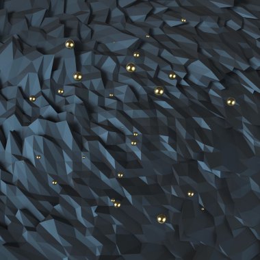 poligonal soyut buruşuk üçgen yüzey metal küre üzerinde yüzen ile