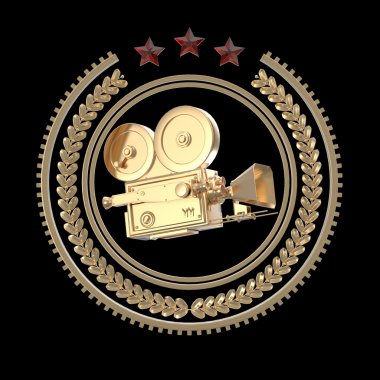 Yüksek Detaylı vintage altın film cam simgesi.
