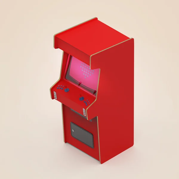 Ročník arkádové hry stroj skříňka s pixel srdce ikony barevné řadiče a obrazovky, samostatný. — Stock fotografie