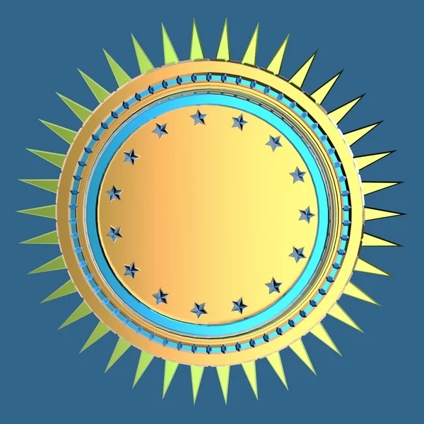 yıldızlar ve sivri ile gerçekçi boş yuvarlak kalkan, yüksek kaliteli 3d render izole.