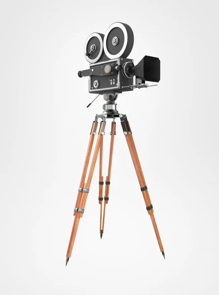 Старовинна ретро-кінокамера кріплення штатива ізольована на білому високоякісному рендерингу — стокове фото