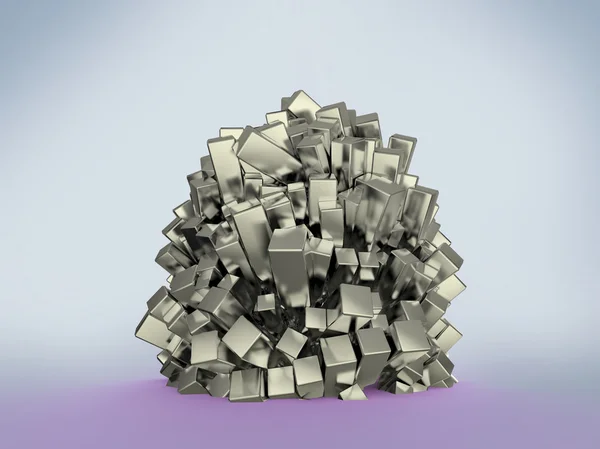 Glimmende glanzende metalen kubieke crystal abstracte achtergrond rendering — Stockfoto