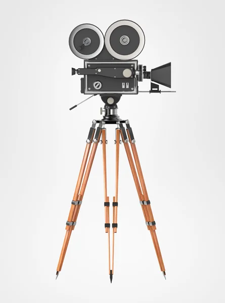 Montagem de tripé de câmera de filme retro vintage isolado em renderização de alta qualidade branca — Fotografia de Stock