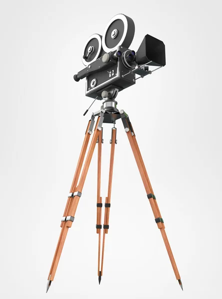 Vintage retro movie camera tripod mount isolated on white high quality rendering — Stock Photo, Image