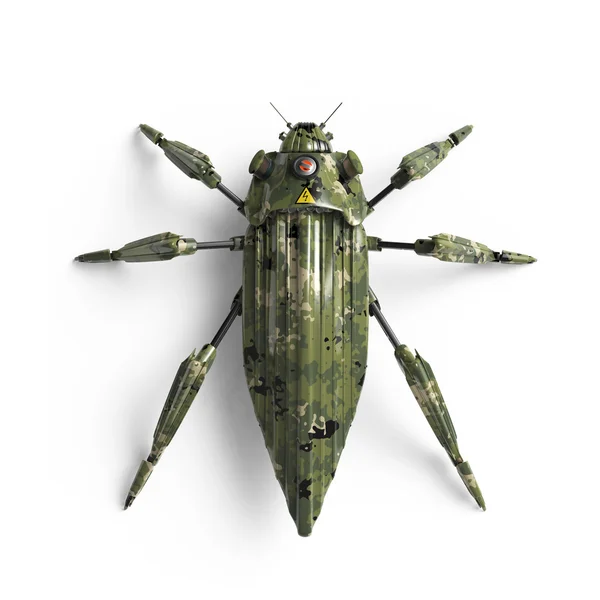 Sett ovenfra av kunstige, strømlinjeformede, art deco-stil, insektroboter med høy oppløsning – stockfoto