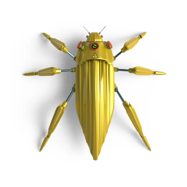 Ovanifrån av konstgjorda, effektivisera, art deco-stil, skalbagge insekt robot högupplösta render — Stockfoto