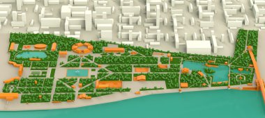 yüksek ayrıntılı üç boyutları harita Moskova Gorki Park ve