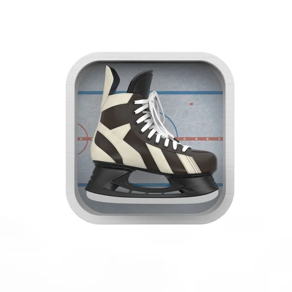 양식된 스케이트장에 빛나는 realictic 아이스 스케이트 둥근 사각형 배경. — 스톡 사진