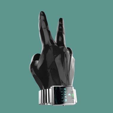 glossy car paint mannequin hand with luxury smart watch on wrist