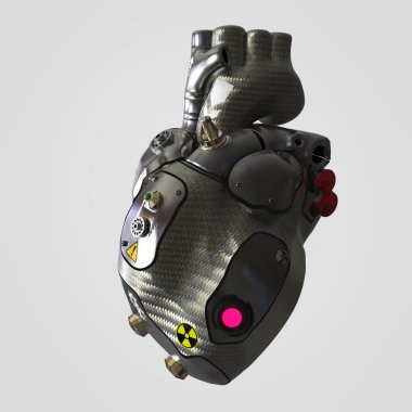 Dark metal  plates cyborg techno heart  warning signs