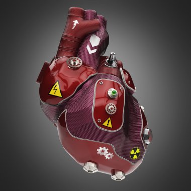 mor ve kırmızı araba boya cyborg techno kalp ile uyarı işaretleri