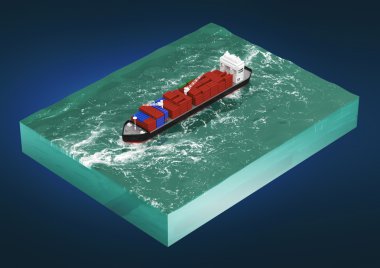 Konteyner kargo gemisi bölümüne Denizi, su taşıma ve deniz taşımacılığı, gemi, tekne, gemi, render Infographic için. izole