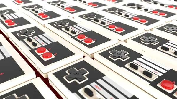 Background pattern made of vintage old school gzme controllers high quality render — Stock Photo, Image