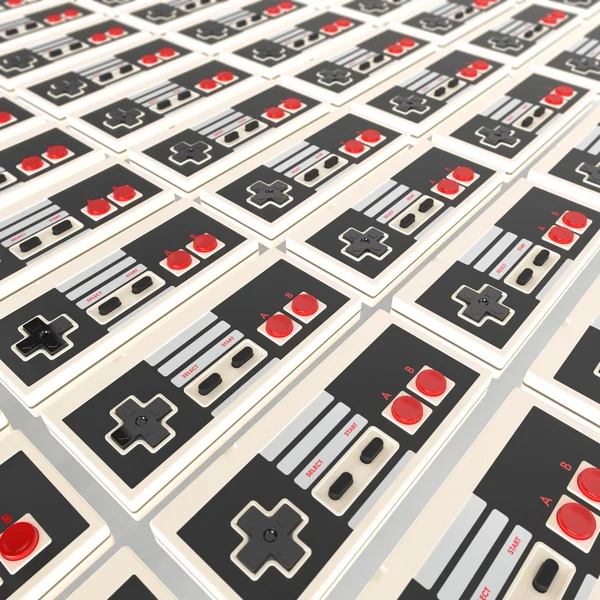 Background pattern made of vintage old school gzme controllers high quality render — Stock Photo, Image