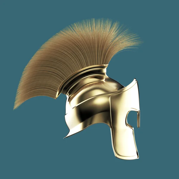 Hochwertiger spartanischer Helm, griechisch-römischer Krieger Gladiator, Legionär heldenhafter Soldat, Sprints Fan Render isoliert — Stockfoto