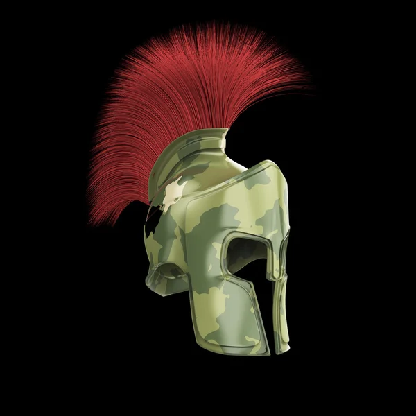 High quality spartan helmet, Greek roman warrior Gladiator, legionnaire heroic soldier, sprts fan render isolated — Stockfoto
