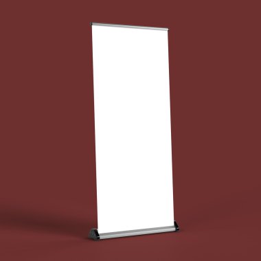 blank roll up banners  template. rendering isolated on color background mockup