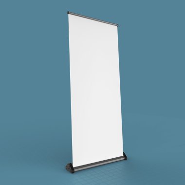 blank roll up banners  template. rendering isolated on color background mockup