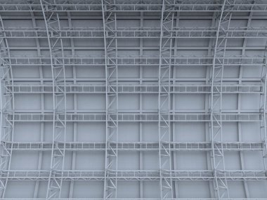 Scaffolding  metal truss on concrete wall  rendered background