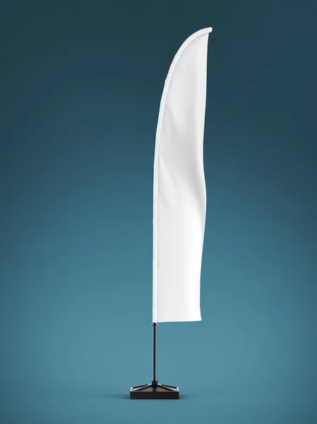 Bandera White Blank Expo Banner Stand beach flag. Exposición ferial stand evento. maqueta de plantilla aislada de ilustración de renderizado para su diseño . — Foto de Stock