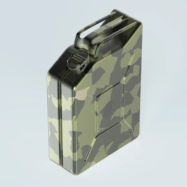Jerry de metal camuflaje militar puede combustible bote de renderizado aislado —  Fotos de Stock